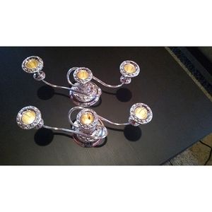 2 ANTHEL  SILVER PLATED TRIPLE  DETACHABLE CANDLE